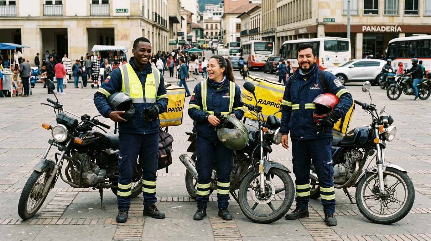 Equipo de pilotos de BELL BIKER listos para su turno de reparto urbano